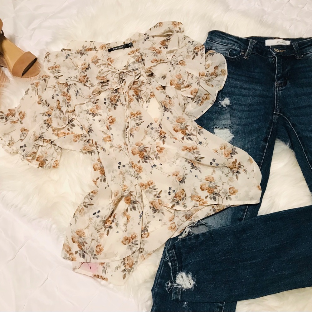 Ivory floral blouse